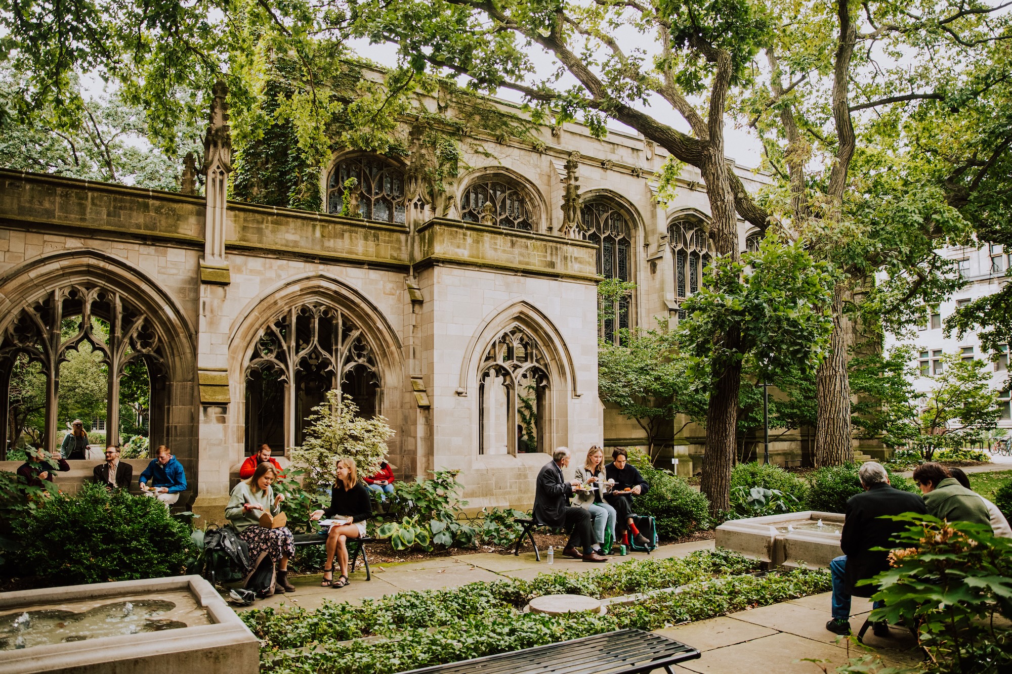 Swift Hall Cloister Garden in the summertime