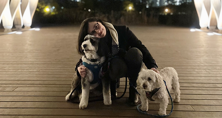 Sarah Levenstam with two dogs