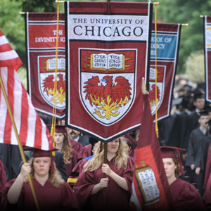 Convocation at UCHicago with banners and people