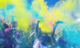 celebration with colorful dust