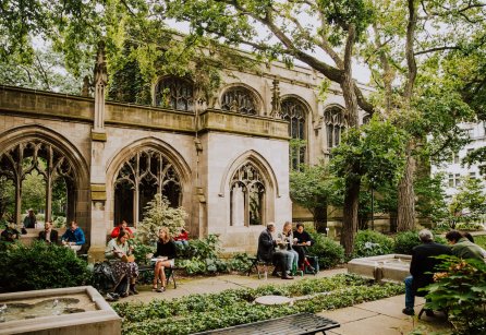 Photo of gothic cloister garden
