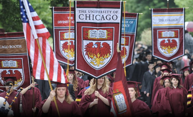 Convocation at UCHicago with banners and people