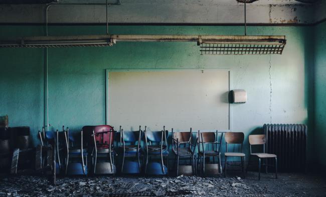 empty classroom with chairs