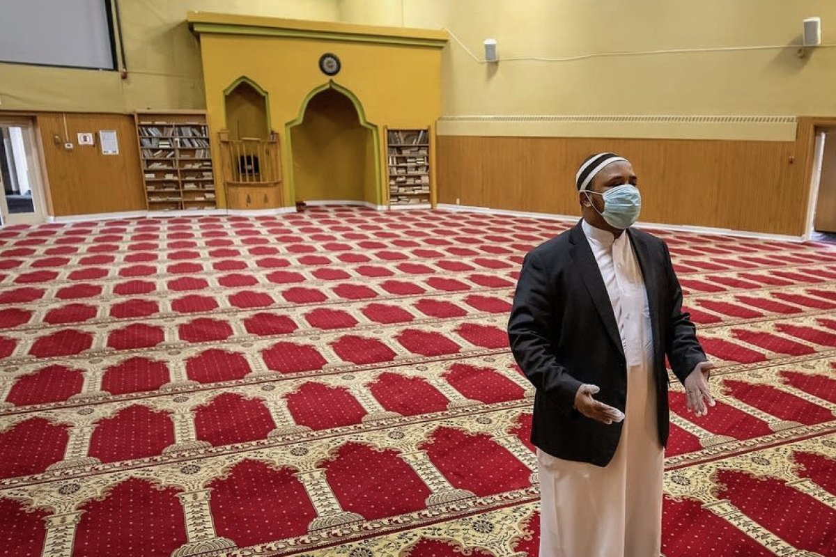 Imam leading virtual prayer service